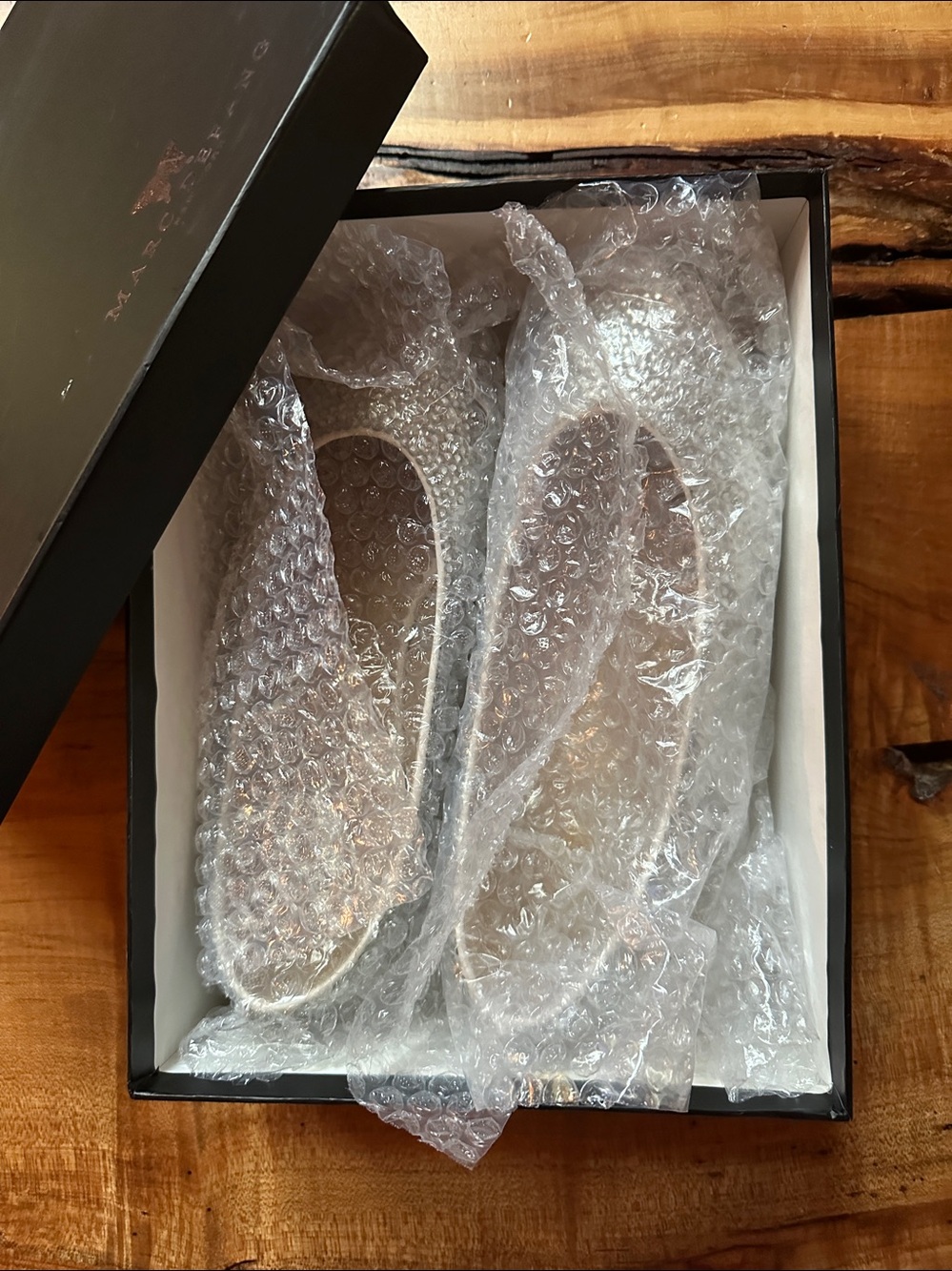 MARCO FISHER Embellished CRYSTALS SILVER 
Ballet Flats HAND MADE Worn once